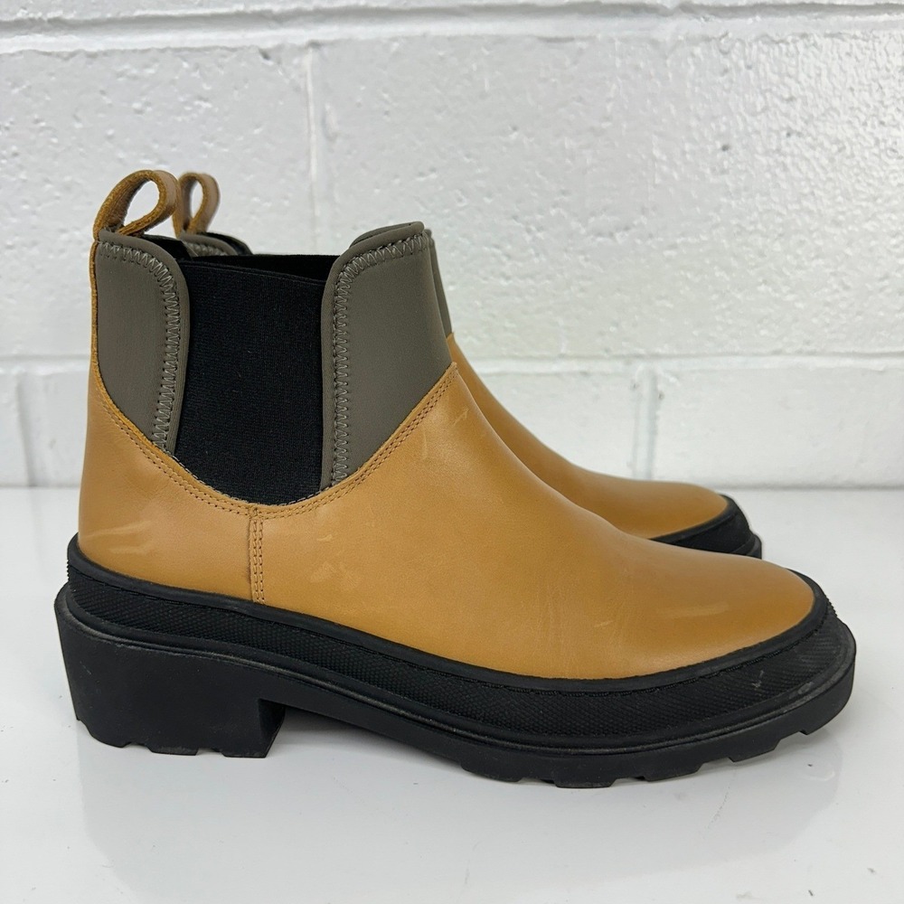 Cos Chelsea Boots Tan Leather Lug Sole Block Heel / Womens 8.5 View 2